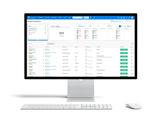 Yardi Voyager property management software shown on a desktop computer