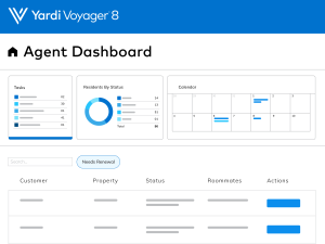 The Agent dashboard on Voyager 8 property management software