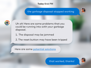 An exchange of messages between an apartment renter and Chat IQ resolving a maintenance issue.