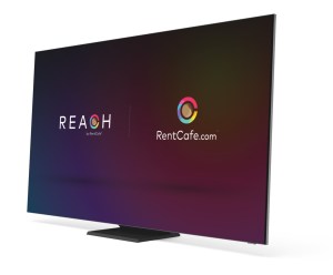 REACH by RentCafe and RentCafe.com logos on a monitor