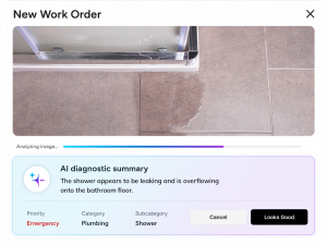 Maintenance IQ AI diagnostic tool generating a summary from a technician photo with auto-rewritten tech notes